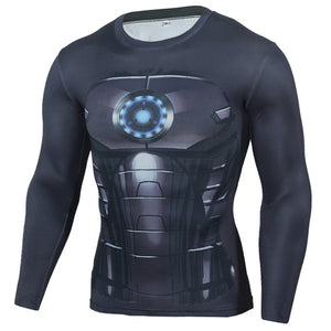 Hot Sale Fitness MMA Compression Shirt Men Anime Bodybuilding Long Sleeve Workout 3D Superman Punisher T Shirt Tops Tees