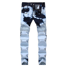 Load image into Gallery viewer, Hot Sale Skinny Biker Moto Jeans Men Ripped Jeans Pleated Designer Motorcycle Leisure Trousers Jeans Denim Pants Men's Jeans