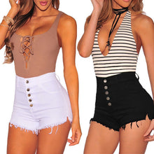 Load image into Gallery viewer, Hot Summer Women Casual High Waisted Short Mini Button Short Pants Black White Sexy Shorts
