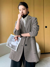 Load image into Gallery viewer, Houndstooth woolen blazer women&#39;s short section 2020 autumn and winter new temperament all-match thick plaid suit