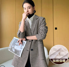 Load image into Gallery viewer, Houndstooth woolen blazer women&#39;s short section 2020 autumn and winter new temperament all-match thick plaid suit