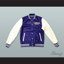 Load image into Gallery viewer, Hugalo&#39;s Pizza Blue and White Lab Leather Varsity Letterman Jacket