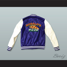 Load image into Gallery viewer, Hugalo&#39;s Pizza Blue and White Lab Leather Varsity Letterman Jacket