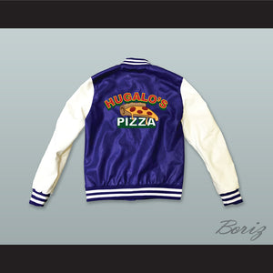 Hugalo's Pizza Blue and White Lab Leather Varsity Letterman Jacket