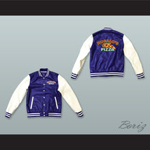 Load image into Gallery viewer, Hugalo&#39;s Pizza Blue and White Lab Leather Varsity Letterman Jacket