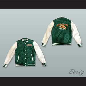Hugalo's Pizza Green and White Lab Leather Varsity Letterman Jacket