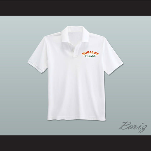 Ricky Bobby Hugalo's Pizza Logo 1 White Polo Shirt