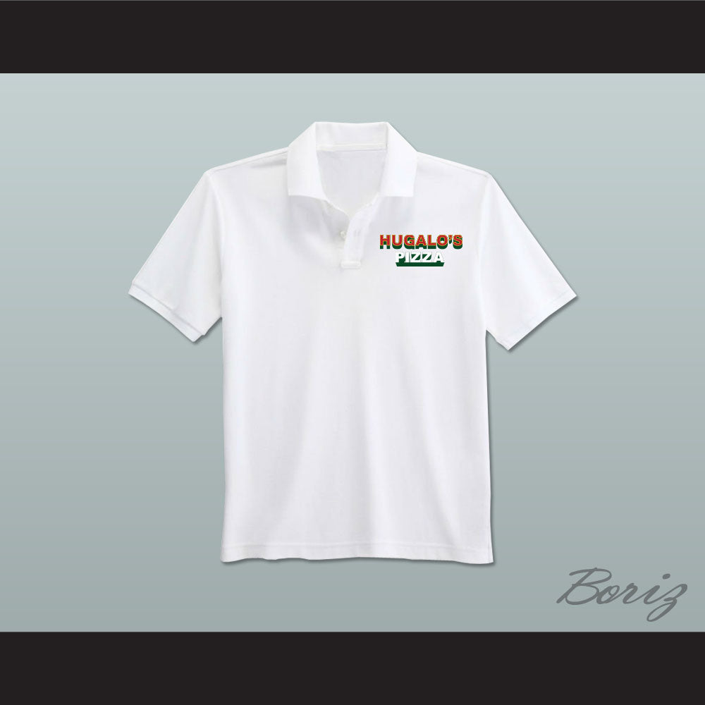 Ricky Bobby Hugalo's Pizza Logo 3 White Polo Shirt