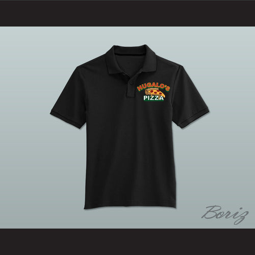 Ricky Bobby Hugalo's Pizza Logo 4 Black Polo Shirt