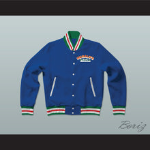 Load image into Gallery viewer, Hugalo's Pizza Blue Varsity Letterman Jacket-Style Sweatshirt