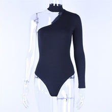Load image into Gallery viewer, Hugcitar cotton halter one-shoulder sexy bodysuit women new fashion winter spring solid bodycon casual body
