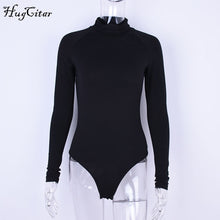 Load image into Gallery viewer, Hugcitar cotton long sleeve high neck skinny bodysuit 2018 autumn winter women black gray solid sexy body suit