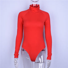 Load image into Gallery viewer, Hugcitar cotton long sleeve high neck skinny bodysuit 2018 autumn winter women black gray solid sexy body suit