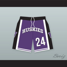 Load image into Gallery viewer, Antoine Tyler 24 Huskies Purple Basketball Shorts