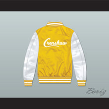 Load image into Gallery viewer, Nipsey Hussle 60 Crenshaw Yellow/ White Varsity Letterman Satin Bomber Jacket