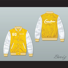 Load image into Gallery viewer, Nipsey Hussle 60 Crenshaw Yellow/ White Varsity Letterman Satin Bomber Jacket