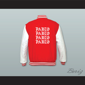 I Feel Like Pablo Red Wool and White Lab Leather Varsity Letterman Jacket