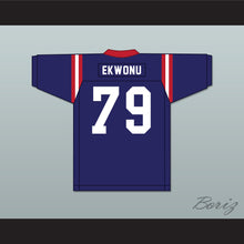 Load image into Gallery viewer, Ikem Ekwonu 79 Providence Day School Chargers Navy Blue Football Jersey 2