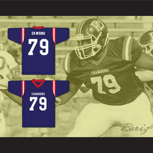 Load image into Gallery viewer, Ikem Ekwonu 79 Providence Day School Chargers Navy Blue Football Jersey 2