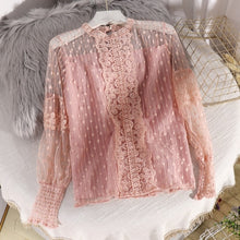 Load image into Gallery viewer, In stock, send within 24 hours Women&#39;s New Fairy Sweet Western Style Shirt Wear a Lace Top and a Polka Dot Lace Top