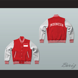 Indonesia Varsity Letterman Jacket-Style Sweatshirt