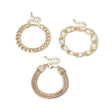 Load image into Gallery viewer, IngeSight.Z 3Pcs/Lot Punk Miami Curb Cuban Thick Bracelet Bangle Chunky Heavy Metal Imitation Pearl Bracelet Wrist Chain Jewelry