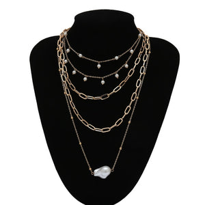 IngeSight.Z Bohemian Multi Layer Imitation Pearl Tassel Choker Necklace Collar Statement Pendant Necklace for Women Jewelry