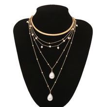 Load image into Gallery viewer, IngeSight.Z Bohemian Multi Layer Imitation Pearl Tassel Choker Necklace Collar Statement Pendant Necklace for Women Jewelry