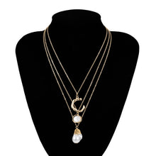 Load image into Gallery viewer, IngeSight.Z Fashion Multi Layered Simulated Pearl Choker Necklace Collar Statement Letter C Pendant Necklace Women Jewelry Gifts