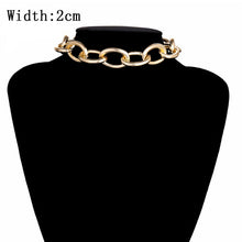 Load image into Gallery viewer, IngeSight.Z Punk Curb Cuban Choker Necklace Collar Statement Gold Color Chunky Thick Clavicle Chain Necklaces for Women Jewelry
