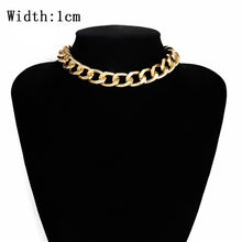 Load image into Gallery viewer, IngeSight.Z Punk Curb Cuban Choker Necklace Collar Statement Gold Color Chunky Thick Clavicle Chain Necklaces for Women Jewelry