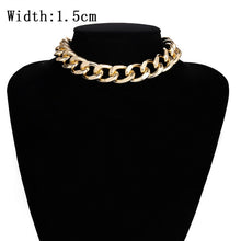 Load image into Gallery viewer, IngeSight.Z Punk Curb Cuban Choker Necklace Collar Statement Gold Color Chunky Thick Clavicle Chain Necklaces for Women Jewelry