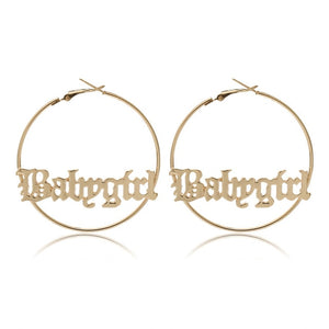 IngeSight.Z Punk Hyperbole Big Circle with Baby Femme Letter Hoop Earrings Women Fashion Jewelry Oorbellen Female
