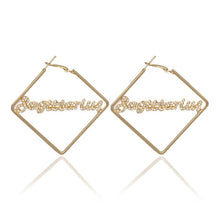 Load image into Gallery viewer, IngeSight.Z Punk Hyperbole Big Circle with Baby Femme Letter Hoop Earrings Women Fashion Jewelry Oorbellen Female