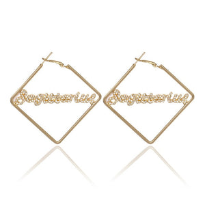 IngeSight.Z Punk Hyperbole Big Circle with Baby Femme Letter Hoop Earrings Women Fashion Jewelry Oorbellen Female