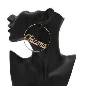 IngeSight.Z Punk Hyperbole Big Circle with Baby Femme Letter Hoop Earrings Women Fashion Jewelry Oorbellen Female