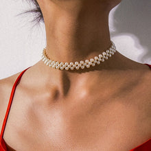 Load image into Gallery viewer, IngeSight.Z Punk Multi Layered Imitation Pearl Choker Necklace Collar Statement Boho Handmade Pendant Necklace for Women Jewelry