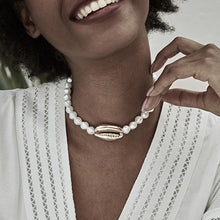 Load image into Gallery viewer, IngeSight.Z Punk Multi Layered Imitation Pearl Choker Necklace Collar Statement Boho Handmade Pendant Necklace for Women Jewelry