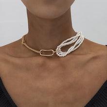 Load image into Gallery viewer, IngeSight.Z Punk Multi Layered Imitation Pearl Choker Necklace Collar Statement Boho Handmade Pendant Necklace for Women Jewelry