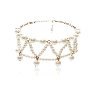 IngeSight.Z Punk Multi Layered Imitation Pearl Choker Necklace Collar Statement Boho Handmade Pendant Necklace for Women Jewelry