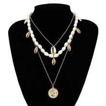 Load image into Gallery viewer, IngeSight.Z Punk Multi Layered Pearl Choker Necklace Collar Statement Virgin Mary Coin Crystal Pendant Necklace Women Jewelry