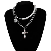 Load image into Gallery viewer, IngeSight.Z Punk Multi Layered Pearl Choker Necklace Collar Statement Virgin Mary Coin Crystal Pendant Necklace Women Jewelry