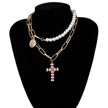 Load image into Gallery viewer, IngeSight.Z Punk Multi Layered Pearl Choker Necklace Collar Statement Virgin Mary Coin Crystal Pendant Necklace Women Jewelry