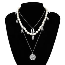 Load image into Gallery viewer, IngeSight.Z Punk Multi Layered Pearl Choker Necklace Collar Statement Virgin Mary Coin Crystal Pendant Necklace Women Jewelry