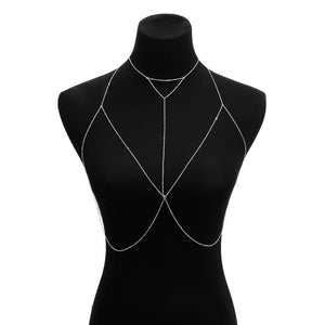 IngeSight.Z Simple Style Chain Necklace Belly Body Chain Fashion Sexy Copper Sequins Body Chain Jewelry for Women Beach Party