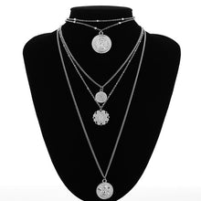 Load image into Gallery viewer, Ingesight.Z Boho 5 Multi Layer Long Adjustable Chain 4 Pendant Choker Necklace Fashion Coin Rune Queen Jewelry Female Women Gift