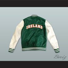 Load image into Gallery viewer, Ireland Green and White Lab Leather Varsity Letterman Jacket