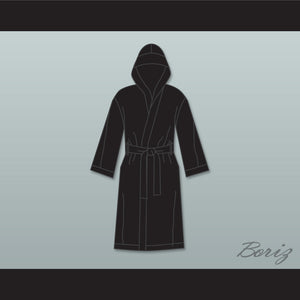 Iron Mike Tyson Black Satin Full Boxing Robe with Hood