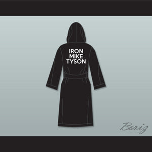 Iron Mike Tyson Black Satin Full Boxing Robe with Hood