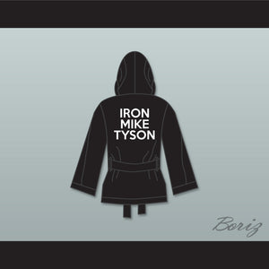 Iron Mike Tyson Black Satin Half Boxing Robe with Hood